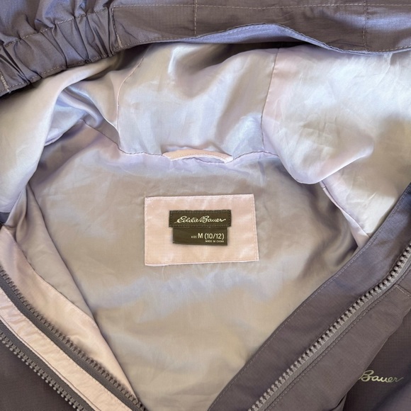 Purple Eddie Bauer Youth Girl’s Hooded Jacket Size Medium 10/12 Double Zip - Picture 4 of 8